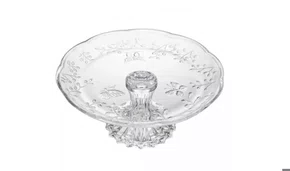 Prato para Bolo com Pé New Butterfly 26,5x27x 12cm Cristal Ecológico