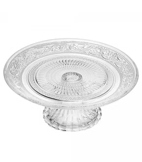 Prato para Bolo de Vidro com Pé Angel 25,5cm 30X30X10CM