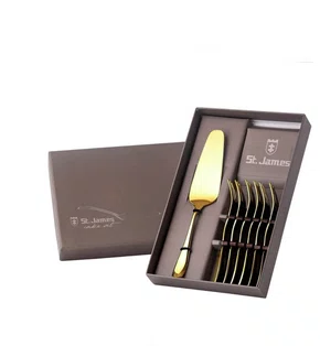 Serenity Flash Ouro Jg C/ Espátula 6 Garfos P/bolo