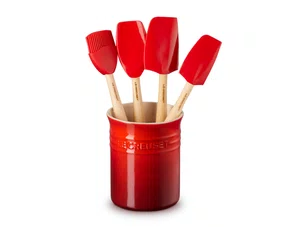 Set 3 Espátulas e 1 Pincel Craft com Porta Utensílios Clássico Vermelho