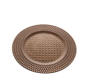 Sousplat Redondo Textura Rattan Marrom 33 cm