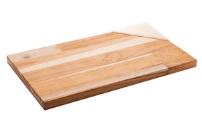 Tabua P/Servir Teca C/Alças Champanhe