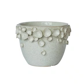 Vaso Decorativo C/Conchas em Cerâmica Branco