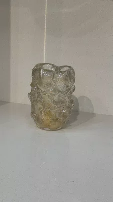 Vaso em Vidro Incolor C/Dourado