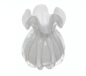 Vaso Italy 13X17Cm Branco Leitoso Vidro