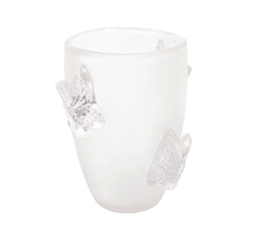 Vaso Vidro Incolor Fosco C/Borboleta P