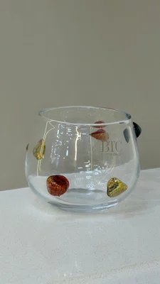 Vaso Vidro Transparente C/Detalhe Preto e Âmbar