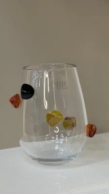 Vaso Vidro Transparente C/Detalhe Preto e Âmbar