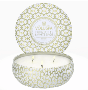 Vela Lata 3 Pavios 60H Eucalyptus e White Sage