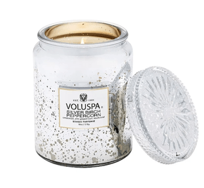 Vela Pote Vidro G 100H Tampa Vidro Silver Birch Peppercorn