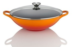 Wok 32 Cm C/ Tampa de Vidro Signature Laranja