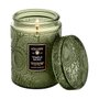 Mini Vela Pote Vidro 50H Relevo Temple Moss