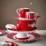 Prato De Jantar Vermelho Stripes Love Birds