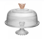Prato P/Bolo de Vidro C/Pé e Tampa Flower 30cmx29cm